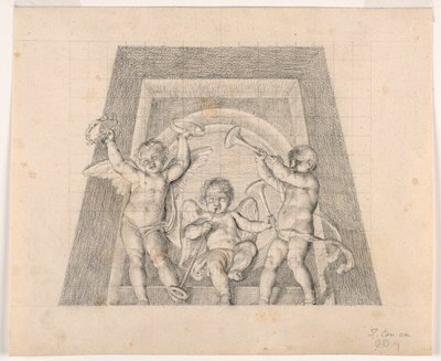 Tre Putti con Trombe, Design per Lunetta della Sala delle Muse, Museo Pio-Clementino, Vaticano da Tommaso Maria Conca