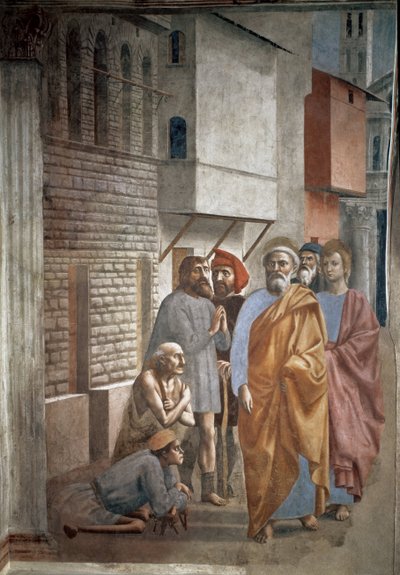 San Pietro guarisce i malati con la sua ombra - Affresco di Tommaso di ser Giovanni di Mone Cassai detto Masaccio (1401-1428) da Tommaso Masaccio