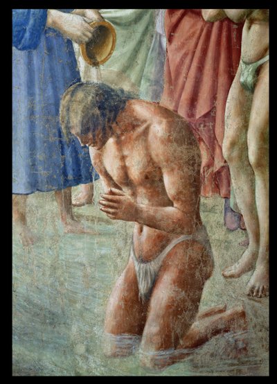 San Pietro battezza i neofiti (dettaglio del neofita) da Tommaso Masaccio