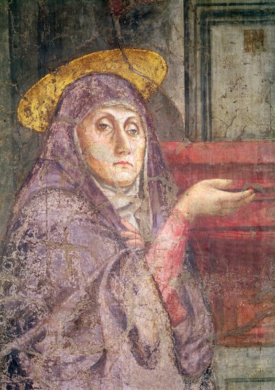 La Santissima Trinità, dettaglio della testa della Vergine Maria, 1427-28 (dettaglio) da Tommaso Masaccio