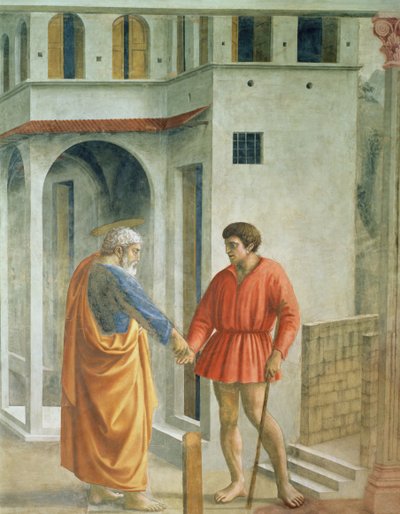 Il pagamento del tributo (dettaglio di San Pietro che paga il pubblicano) da Tommaso Masaccio