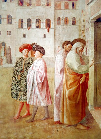 (dettaglio) San Pietro, dalla Resurrezione di Tabita, c.1427 (dettaglio) da Tommaso Masolino da Panicale