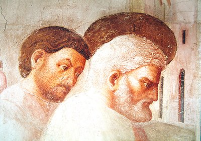 (dettaglio) della testa di San Pietro, dalla Resurrezione di Tabita, c.1427 da Tommaso Masolino da Panicale