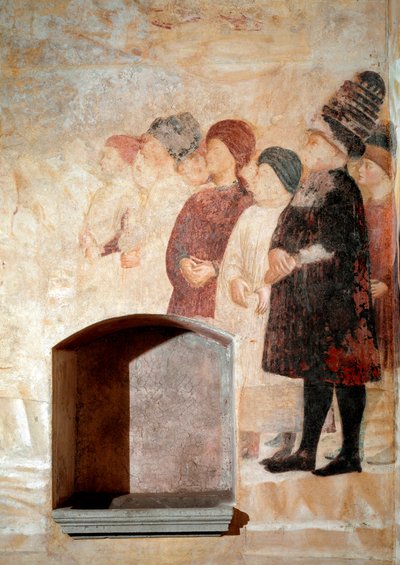 Episodio della vita di San Giovanni Battista: un gruppo di uomini da Tommaso Masolino da Panicale