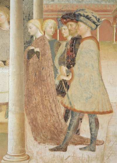 Ciclo di vita di San Giovanni Battista: Il banchetto di Erode e Erodiade che riceve la testa di Giovanni Battista da Tommaso Masolino da Panicale