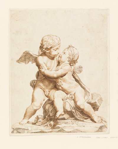 Disegno, Due amorini che si baciano, 1750-90 da Tommaso Todeschini