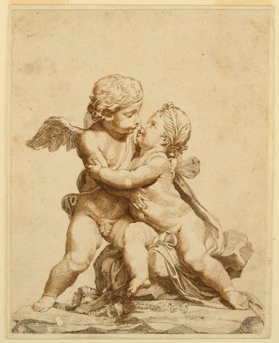 Disegno, Due amorini che si baciano, 1750-90 da Tommaso Todeschini