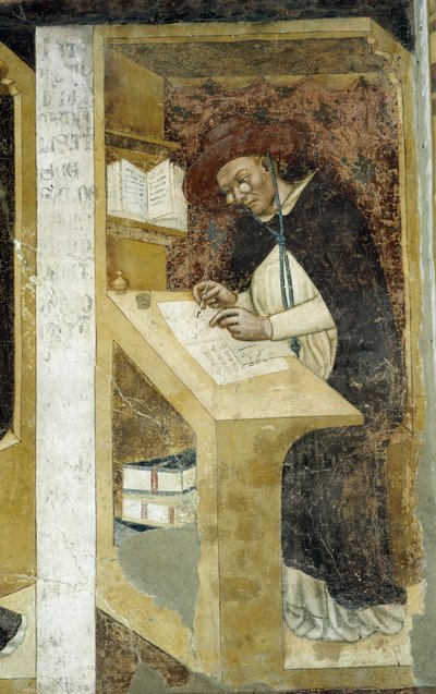 Cardinale Hugues de Provence - Il più antico ritratto conosciuto di un personaggio che indossa lorgnons da Tommaso da Modena Barisino or Rabisino