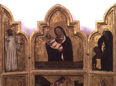 Madonna col Bambino con San Benedetto e San Girolamo, metà superiore del trittico da Tommaso da Modena Barisino or Rabisino