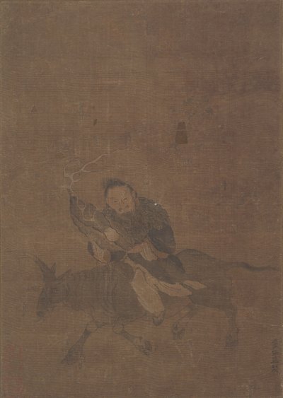 Daoista che cavalca un animale cornuto da Tong Renyi