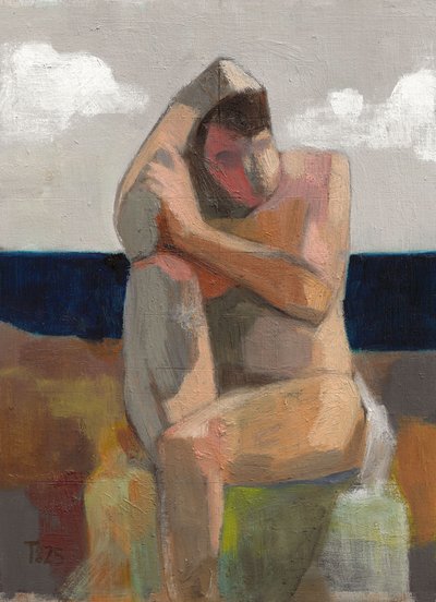 Figura contemplativa sulla spiaggia da Tore Bahnson