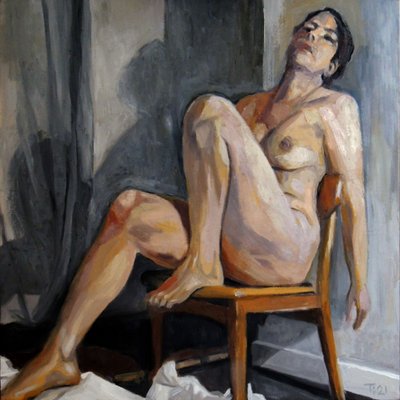 Figura nuda contemplativa da Tore Bahnson