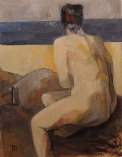 Paesaggio marino con nudo contemplativo da Tore Bahnson