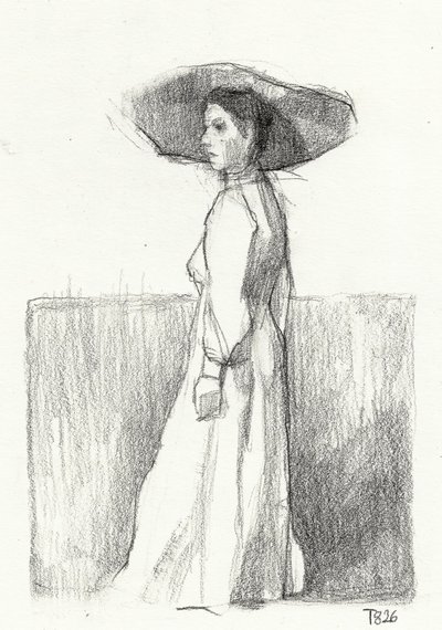 Schizzo di una donna elegante da Tore Bahnson