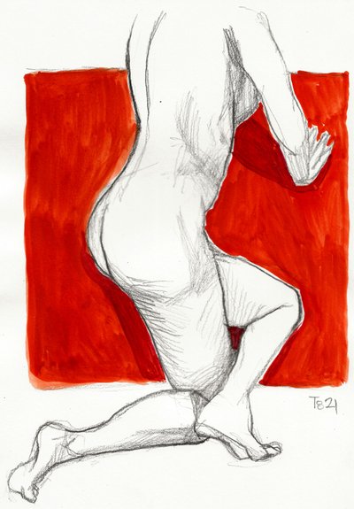 Studio di figura nuda inginocchiata da Tore Bahnson