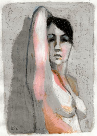 Disegno di una figura pensierosa da Tore Bahnson