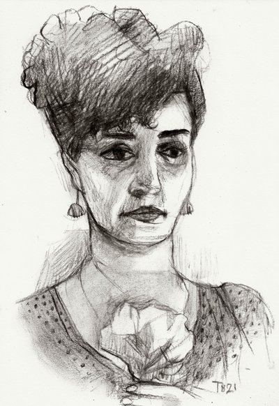 Schizzo di una donna pensierosa da Tore Bahnson