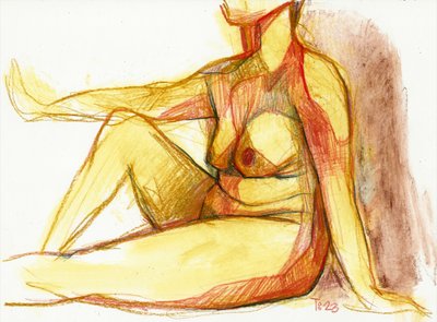 Disegno di una figura nuda sdraiata da Tore Bahnson
