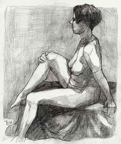 Schizzo di una figura nuda seduta da Tore Bahnson