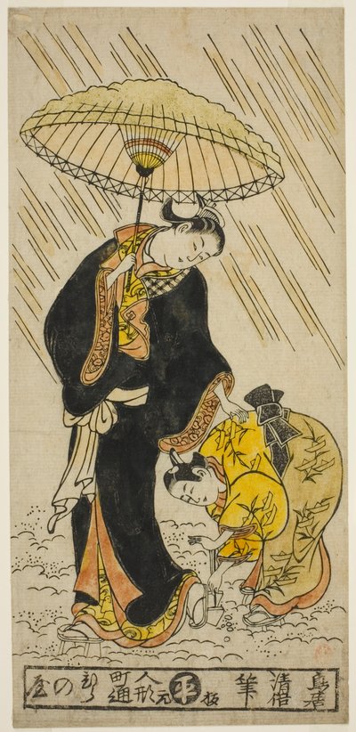 Scuotendo la neve da un paio di zoccoli da Torii Kiyomasu II
