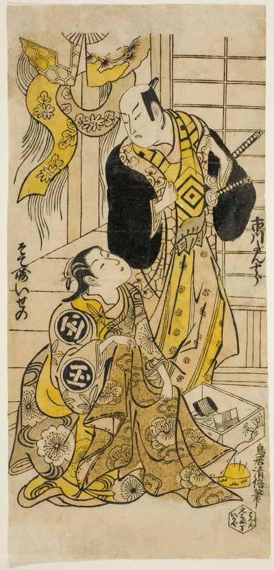 Gli attori Ichikawa Danjuro II e Sodesaki Iseno I da Torii Kiyomasu II