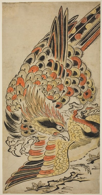 Un falco cattura una gru in volo, c.1715 da Torii Kiyomasu I
