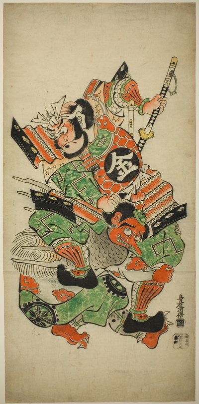 Sakata Kintoki che lotta con un Tengu da Torii Kiyomasu I