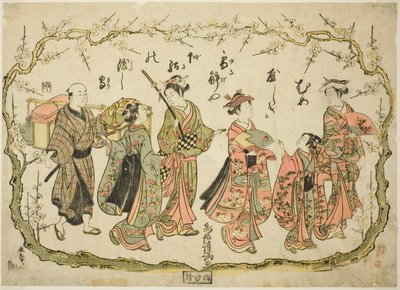Festa in viaggio per vedere i fiori di prugno da Torii Kiyomitsu I