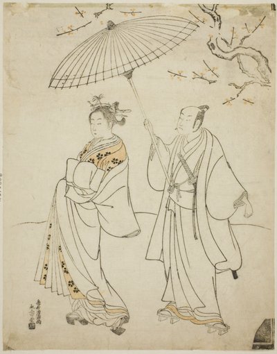 Gli attori Ichikawa Komazo I (L) e Nakamura Matsue I (R) da Torii Kiyomitsu I