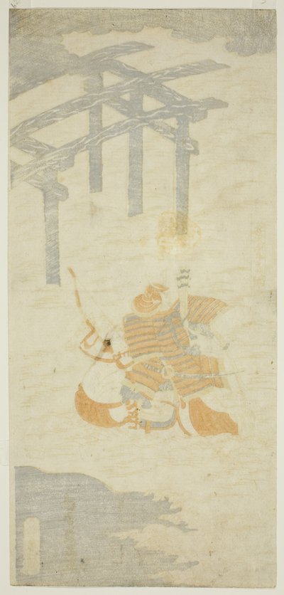 Il guerriero Sasaki Shiro Takatsuna che attraversa il fiume Uji a cavallo da Torii Kiyomitsu I