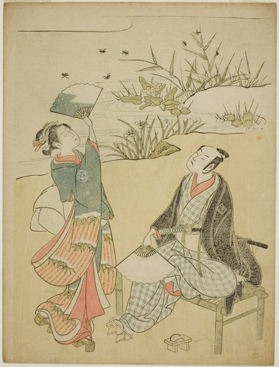 Due attori che catturano le lucciole da Torii Kiyomitsu I