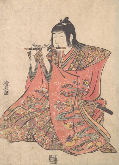 Bambola che rappresenta un ragazzo che suona il flauto da Torii Kiyonaga