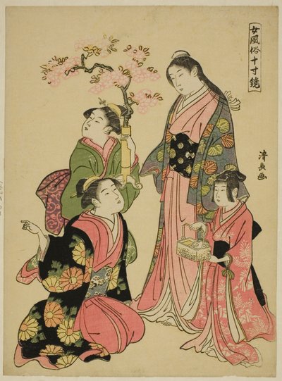 Una giovane nobile, dalla serie "Uno specchio delle maniere femminili (Onna fuzoku masu kagami)" da Torii Kiyonaga
