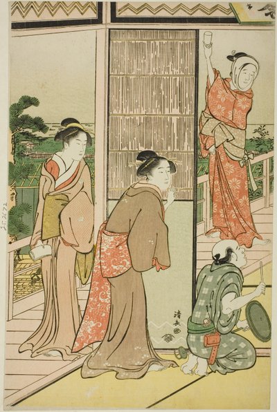 Una festa nei quartieri del piacere di Shinagawa da Torii Kiyonaga