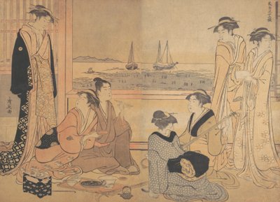 Una Festa di Allegri in una Casa da Tè a Shinagawa da Torii Kiyonaga