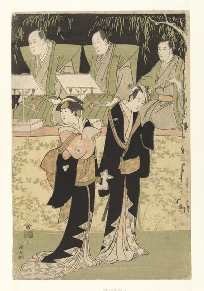 Attori Sawamura Sojuro III e Iwai Hanshiro IV come Jihei e Koharu da Torii Kiyonaga