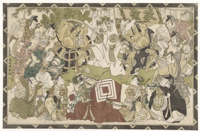 Attori in una rappresentazione shibaraku da Torii Kiyonaga