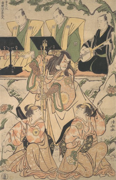 Attori in una combinazione di recitazione e danza da Torii Kiyonaga