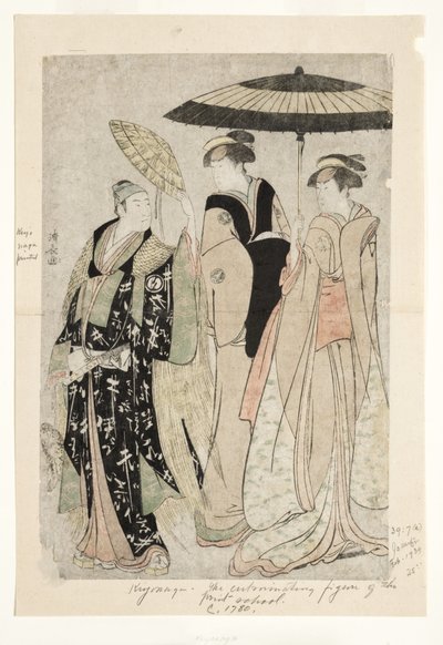 Attori nella commedia Oakinai Hiruga kojima, Teatro Nakamura, XI1784, 1784 da Torii Kiyonaga