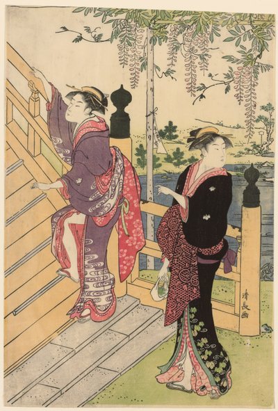 Ammirando il glicine al Santuario di Kameido da Torii Kiyonaga