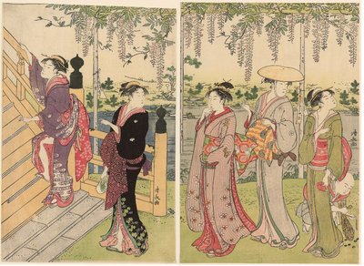 Ammirando il Glicine al Santuario di Kameido da Torii Kiyonaga