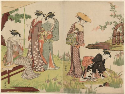 Vicino a uno stagno di iris da Torii Kiyonaga