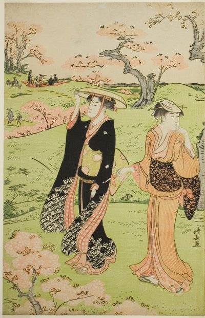 Visita ai ciliegi in fiore sulla collina di Asuka da Torii Kiyonaga