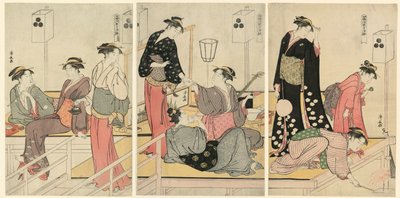 Rinfrescarsi la sera a Shijogawara da Torii Kiyonaga