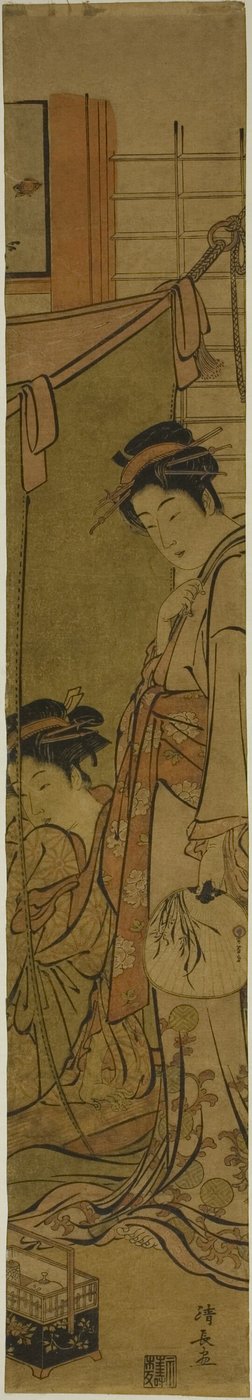 Cortigiane che conversano attraverso una zanzariera da Torii Kiyonaga