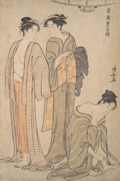 Tagliare le unghie dei piedi, la toilette dopo il bagno da Torii Kiyonaga
