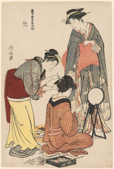Intrattenitori del Tachibana, dalla serie "Una collezione di bellezze contemporanee dei quartieri del piacere (Tosei yuri bijin awase)", c.1782 da Torii Kiyonaga