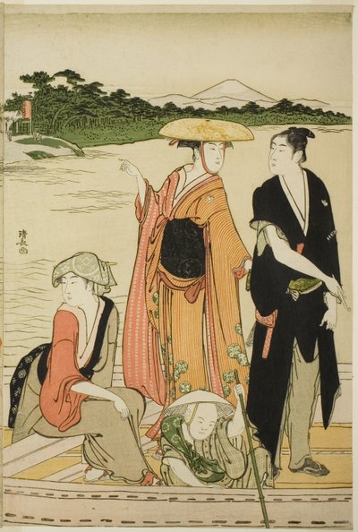 Traghetto sul fiume Rokugo da Torii Kiyonaga
