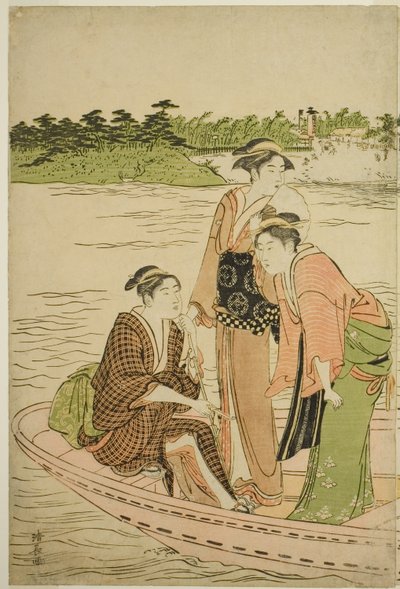 Traghetto sul fiume Rokugo da Torii Kiyonaga