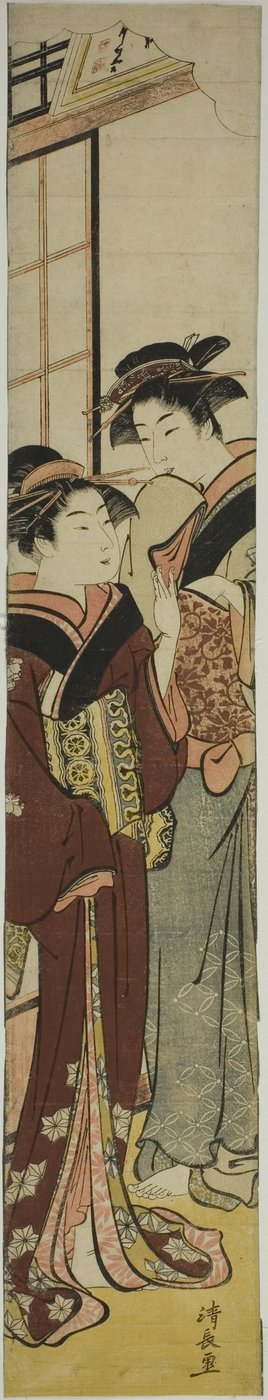 Geisha che parla con la sua cameriera da Torii Kiyonaga